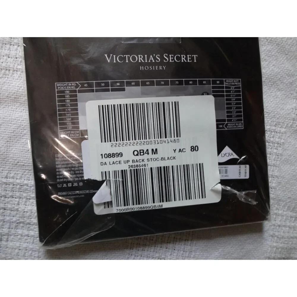 Victoria’s Secret ~ Black Corset Band Thigh High Hosiery ~ Medium NWT